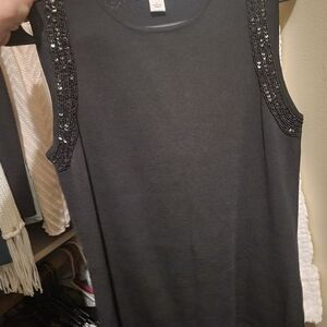 Nwot Dressbarn Black Sleeveless Beaded Tank Top